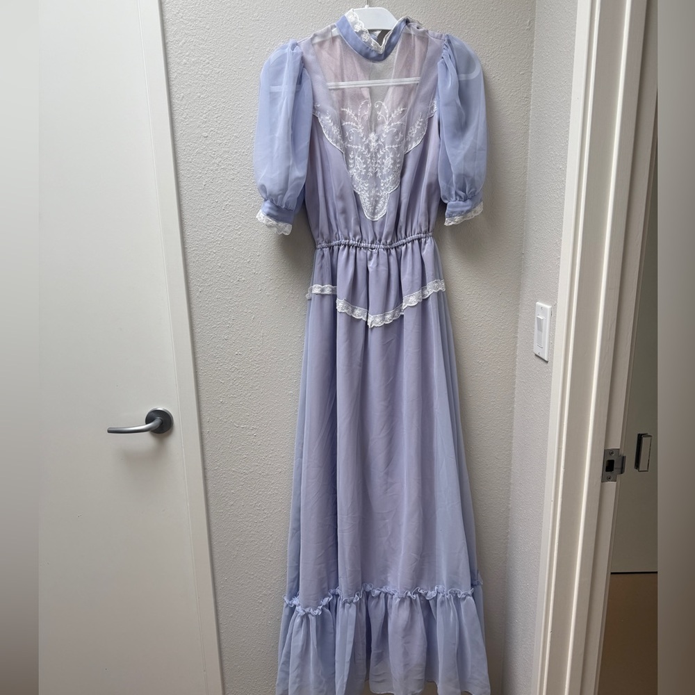 Vintage Victorian style Prairie dress 70's 80's RARE